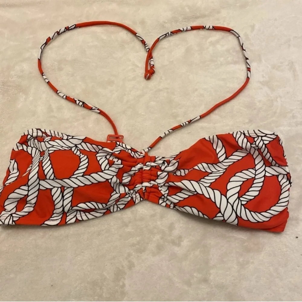 Old Navy Red and White Rope Print Bikini Top